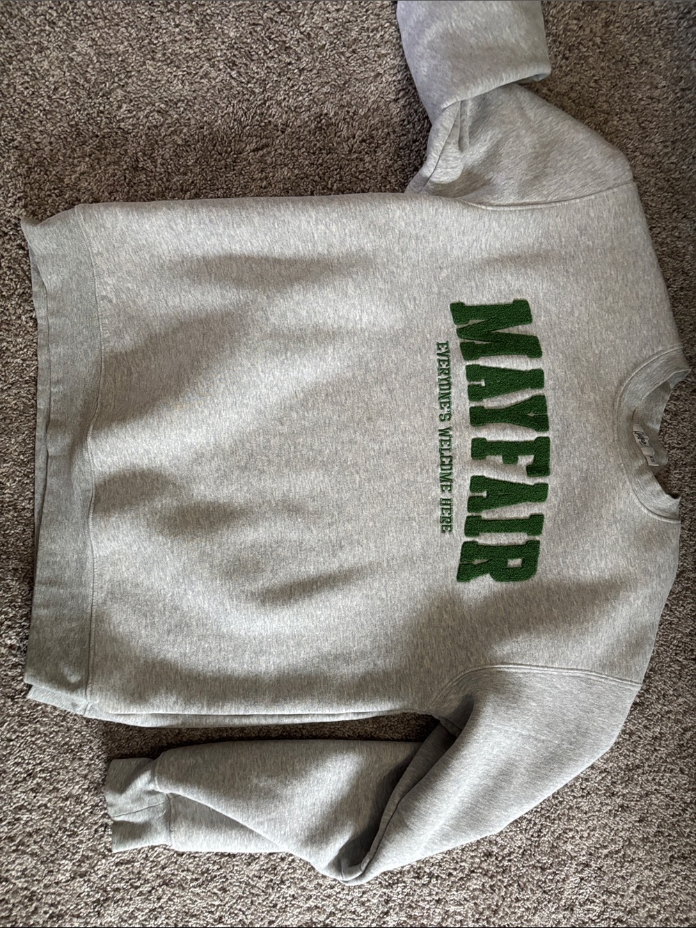 Mayfair Gray Crewneck Sweatshirt with Green Logo